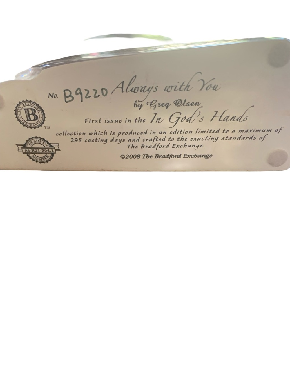 Bradford Exchange I Am Always With You Praying Hands Figurine First Issue 2008 - Picture 3 of 3